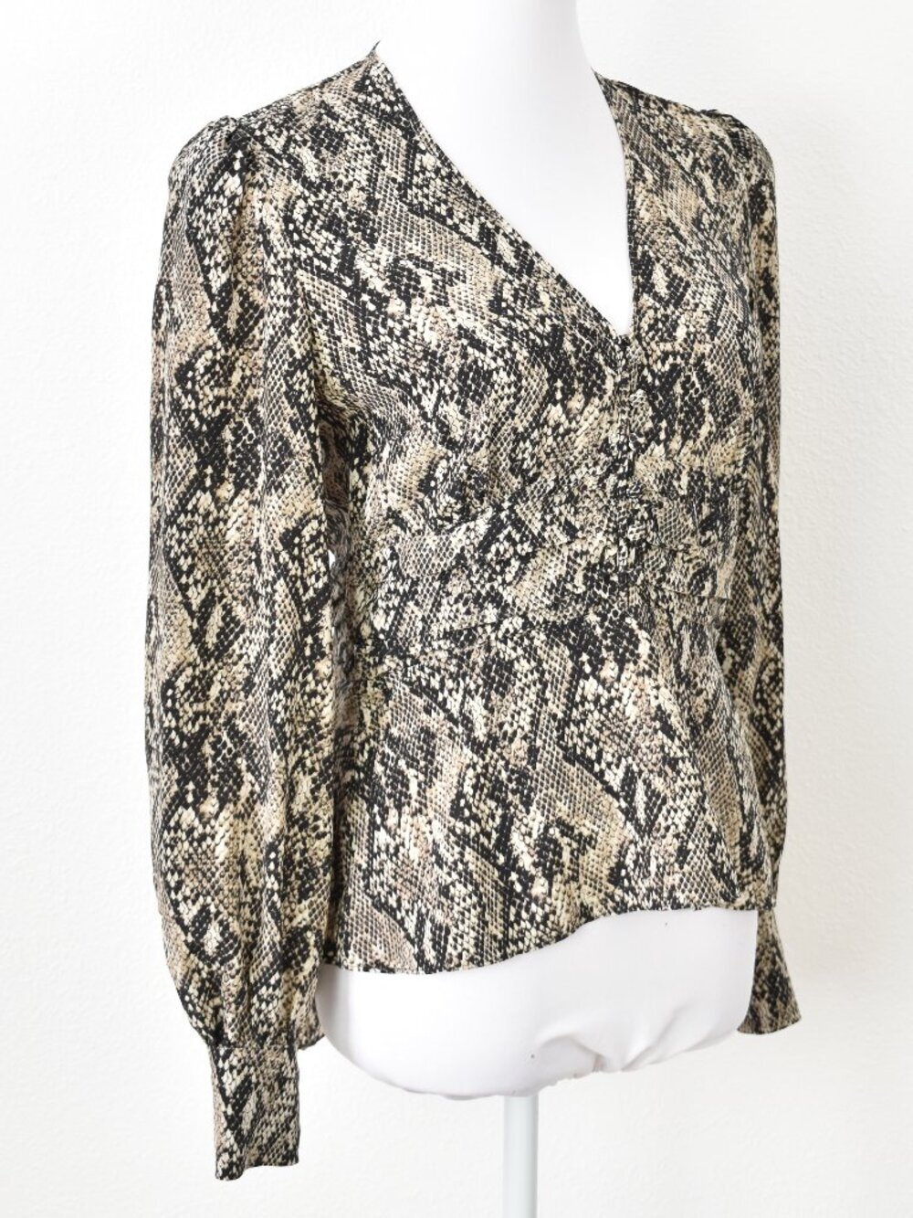 Veronica Beard Thea Snake Print Silk Blouse Peplum - 4 - Picture 6 of 10